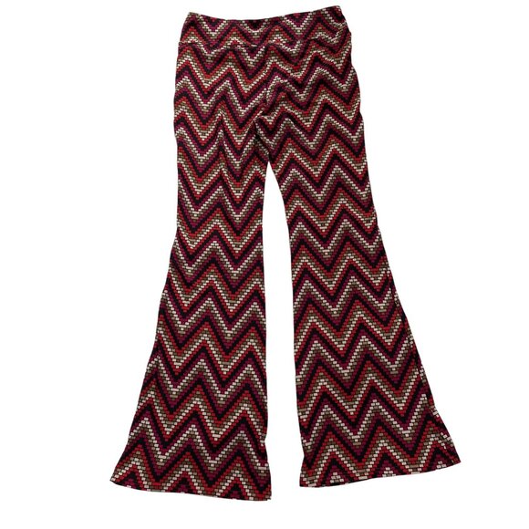 Womens Bell Bolttom Leggings Juniors XL Stretch Knit  Pants Geometric u Bricks B - Picture 5 of 8